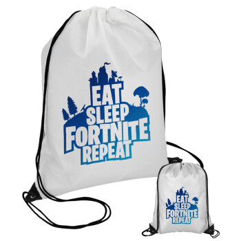 Eat Sleep Fortnite Repeat, Pouch bag with black cords (1 piece)