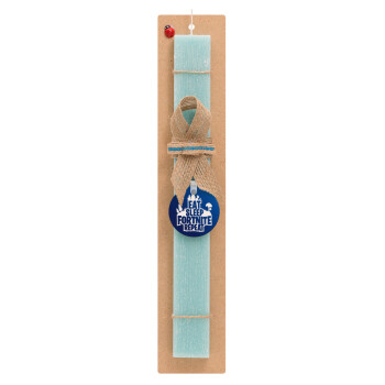 Eat Sleep Fortnite Repeat, Easter Set, wooden keychain & aromatic flat Easter candle (30cm) (TURQUOISE)