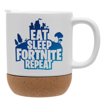 Eat Sleep Fortnite Repeat, Κούπα, κεραμική με βάση φελού και καπάκι (ΜΑΤ), 330ml (1 τεμάχιο)