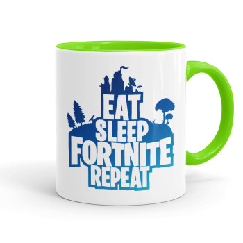 Eat Sleep Fortnite Repeat, Mug colored light green, ceramic, 330ml