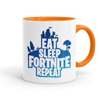Eat Sleep Fortnite Repeat, Mug colored orange, ceramic, 330ml