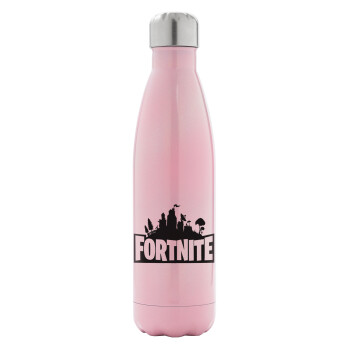 Fortnite, Μεταλλικό παγούρι θερμός Ροζ Ιριδίζον (Stainless steel), διπλού τοιχώματος, 500ml