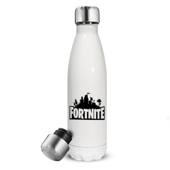 Fortnite, Metal mug thermos White (Stainless steel), double wall, 500ml