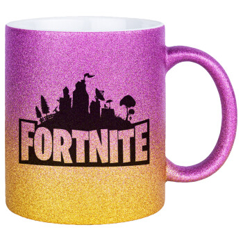 Fortnite, Κούπα Χρυσή/Ροζ Glitter, κεραμική, 330ml