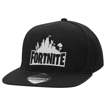 Fortnite, Adult Flat Snapback Hat Black, (100% COTTON TWILL, ADULT, UNISEX, ONE SIZE)