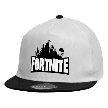 Fortnite, Child's Flat Snapback Hat, White (100% COTTON, CHILDREN'S, UNISEX, ONE SIZE)