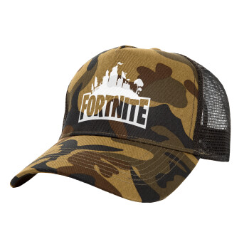 Fortnite, Adult Structured Trucker Hat, with Mesh, (Camouflage) Army (100% COTTON, ADULT, UNISEX, ONE SIZE)