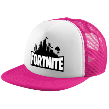 Fortnite, Καπέλο παιδικό Soft Trucker με Δίχτυ ΡΟΖ/ΛΕΥΚΟ (POLYESTER, ΠΑΙΔΙΚΟ, ONE SIZE)