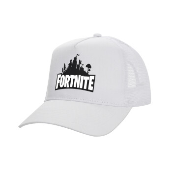 Fortnite, Structured Trucker Adult Hat, with Mesh, WHITE (100% COTTON, ADULT, UNISEX, ONE SIZE)