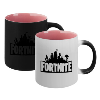 Fortnite, Κούπα Μαγική εσωτερικό ΡΟΖ, κεραμική 330ml που αλλάζει χρώμα με το ζεστό ρόφημα