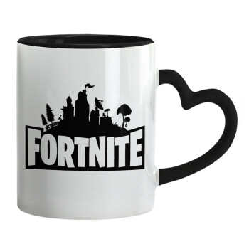 Fortnite, Mug heart black handle, ceramic, 330ml