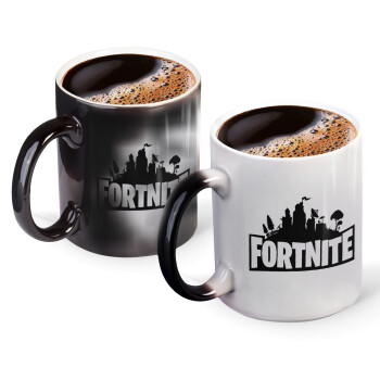 Fortnite, Color changing magic Mug, ceramic, 330ml when adding hot liquid inside, the black colour desappears (1 pcs)