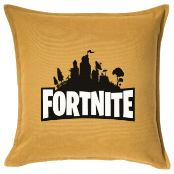 Fortnite, Μαξιλάρι καναπέ Κίτρινο 100% βαμβάκι, περιέχεται το γέμισμα (50x50cm)