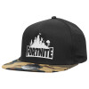 Adult Flat Snapback Hat Black/Camouflage, (100% COTTON TWILL, ADULT, UNISEX, ONE SIZE)