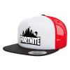 Adult Foam Flat Snapback with Mesh Black-White-Red (POLYESTER, ADULT, UNISEX, ONE SIZE)