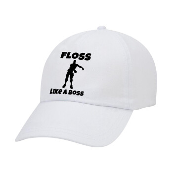 Fortnite Floss Like a Boss, Adult Baseball Cap White 5-panel (POLYESTER, ADULT, UNISEX, ONE SIZE)