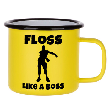 Fortnite Floss Like a Boss, Κούπα Μεταλλική εμαγιέ ΜΑΤ Κίτρινη 360ml