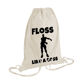 Fortnite Floss Like a Boss, Backpack bag GYMBAG natural (28x40cm)