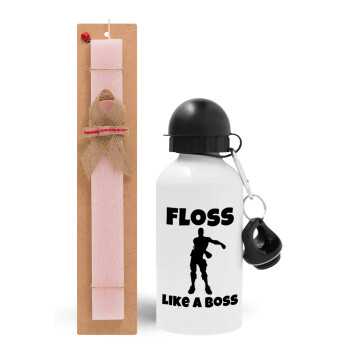 Fortnite Floss Like a Boss, Easter Set, metallic aluminum bottle (500ml) & aromatic flat Easter candle (30cm) (PINK)