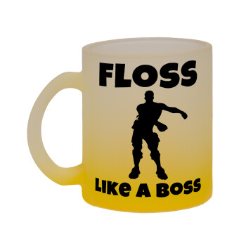 Fortnite Floss Like a Boss, Κούπα γυάλινη δίχρωμη με βάση το κίτρινο ματ, 330ml