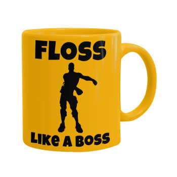 Fortnite Floss Like a Boss, Ceramic coffee mug yellow, 330ml