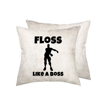 Fortnite Floss Like a Boss, Μαξιλάρι καναπέ Δερματίνη Γκρι 40x40cm με γέμισμα