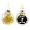 Transparent Christmas tree ball ornament with gold filling 8cm