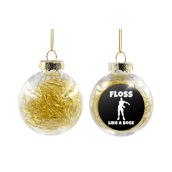 Fortnite Floss Like a Boss, Transparent Christmas tree ball ornament with gold filling 8cm