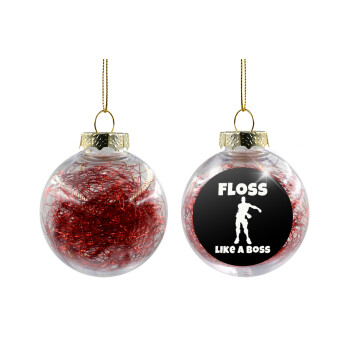 Fortnite Floss Like a Boss, Transparent Christmas tree ball ornament with red filling 8cm