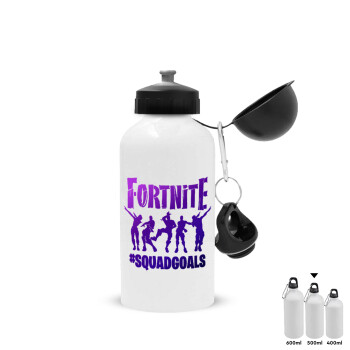 Fortnite #squadgoals, Μεταλλικό παγούρι νερού, Λευκό, αλουμινίου 500ml