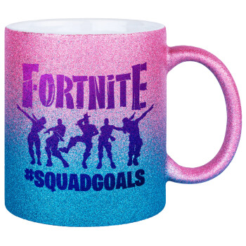 Fortnite #squadgoals, Κούπα Χρυσή/Μπλε Glitter, κεραμική, 330ml