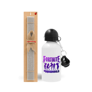 Fortnite #squadgoals, Easter Set, metallic aluminum water bottle (500ml) & aromatic flat Easter candle (30cm) (GRAY)