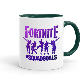 Fortnite #squadgoals, Κούπα χρωματιστή πράσινη, κεραμική, 330ml