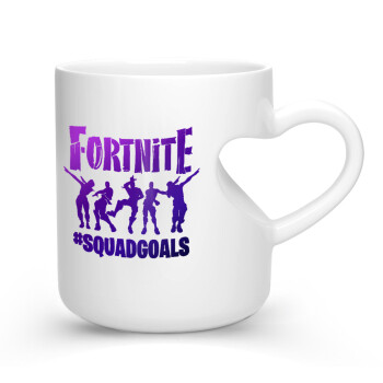 Fortnite #squadgoals, Κούπα καρδιά λευκή, κεραμική, 330ml