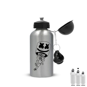 Fortnite Marshmello, Metallic water jug, Silver, aluminum 500ml