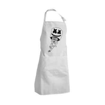 Fortnite Marshmello, Adult Chef Apron (with sliders and 2 pockets)