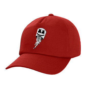 Fortnite Marshmello, Children's Baseball Cap, 100% Cotton Twill, Red (COTTON, CHILDREN'S, UNISEX, ONE SIZE)