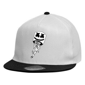 Fortnite Marshmello, Child's Flat Snapback Hat, White (100% COTTON, CHILDREN'S, UNISEX, ONE SIZE)