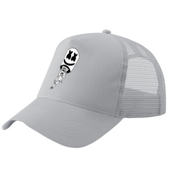 Fortnite Marshmello, Adult Structured Trucker Hat, with Mesh, GRAY (100% COTTON, ADULT, UNISEX, ONE SIZE)