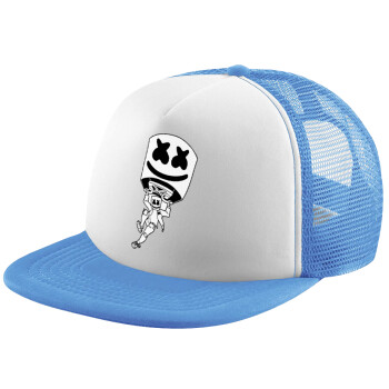 Fortnite Marshmello, Child's Soft Trucker Hat with Blue/White Mesh (POLYESTER, CHILD, ONE SIZE)