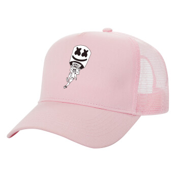 Fortnite Marshmello, Adult Structured Trucker Hat, with Mesh, PINK (100% COTTON, ADULT, UNISEX, ONE SIZE)