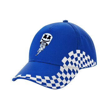 Fortnite Marshmello, Adult Ultimate BLUE RACING Cap, (100% COTTON DRILL, ADULT, UNISEX, ONE SIZE)