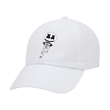 Fortnite Marshmello, Adult Baseball Cap White 5-panel (POLYESTER, ADULT, UNISEX, ONE SIZE)