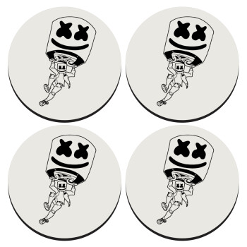 Fortnite Marshmello, SET of 4 round wooden coasters (9cm)