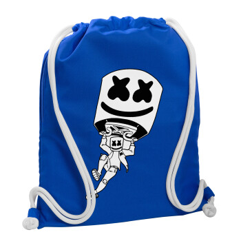 Fortnite Marshmello, Backpack pouch GYMBAG Blue, with pocket (40x48cm) & thick cords