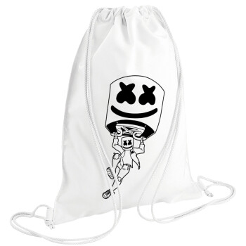 Fortnite Marshmello, Backpack pouch GYMBAG white (28x40cm)