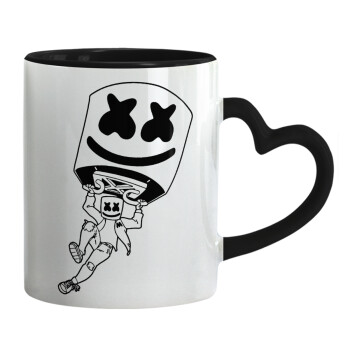 Fortnite Marshmello, Mug heart black handle, ceramic, 330ml