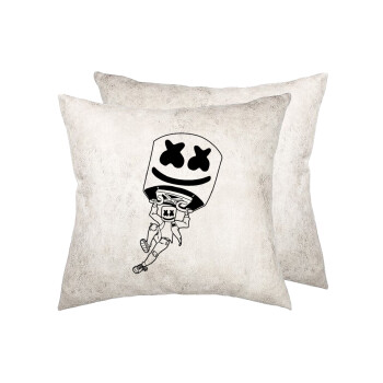 Fortnite Marshmello, Μαξιλάρι καναπέ Δερματίνη Γκρι 40x40cm με γέμισμα