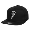 Children's Flat Snapback Hat, Black (100% COTTON, CHILD, UNISEX, ONE SIZE)