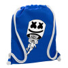 Backpack pouch GYMBAG Blue, with pocket (40x48cm) & thick cords